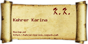 Kehrer Karina névjegykártya